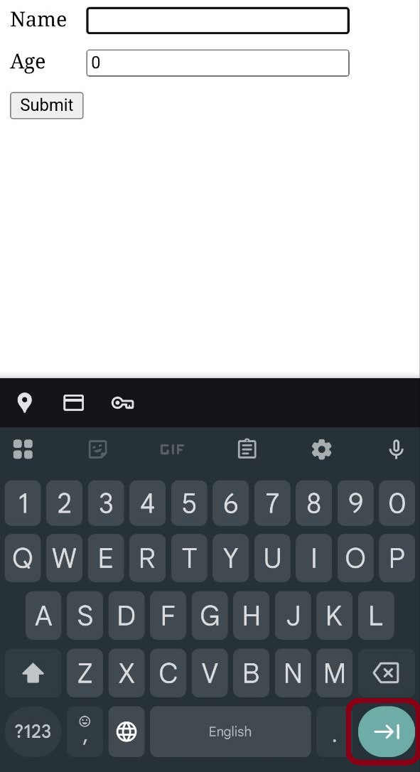 mobile user's keyboard has next input button
