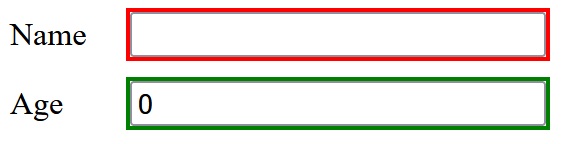example of styled inputs based on validation state