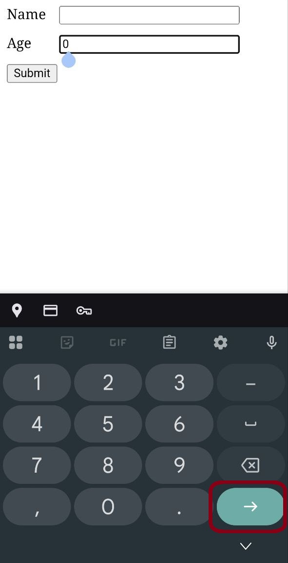 mobile user's keyboard has submit input button